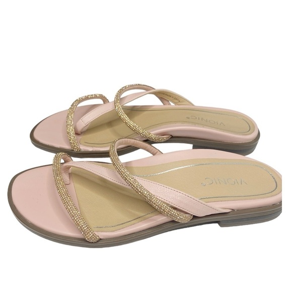 Vionic Citrine Prism Women's Slide Sandal in peach rose gold Size 6 - Picture 2 of 10
